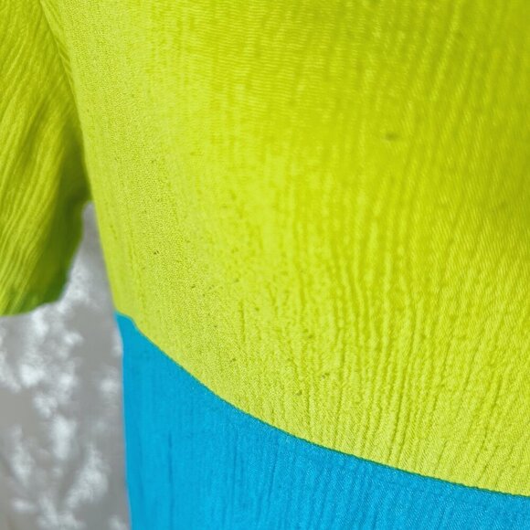 Diane Von Furstenburg Blue Green Color Block Maxi Dress Summer Beach Size M - Picture 10 of 11